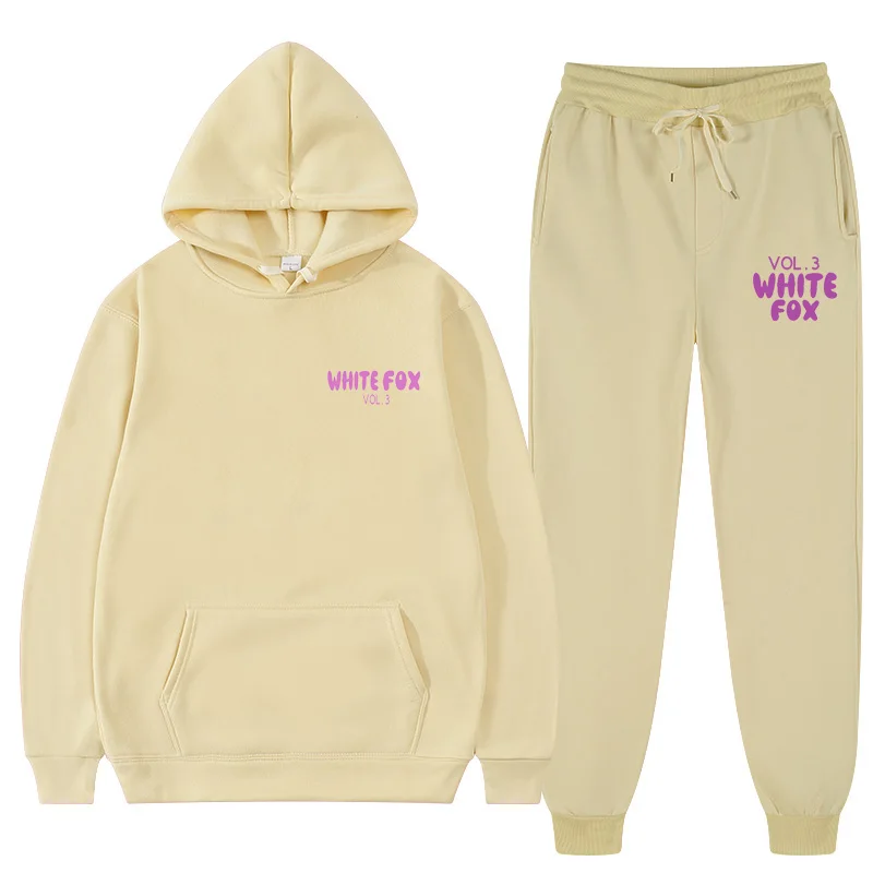 Sport bekleidungs anzüge für Männer und Frauen Sport oberteile Herren hosen anzüge zweiteilige Anzüge mit hochwertigen Hoodies White fox Anzügen