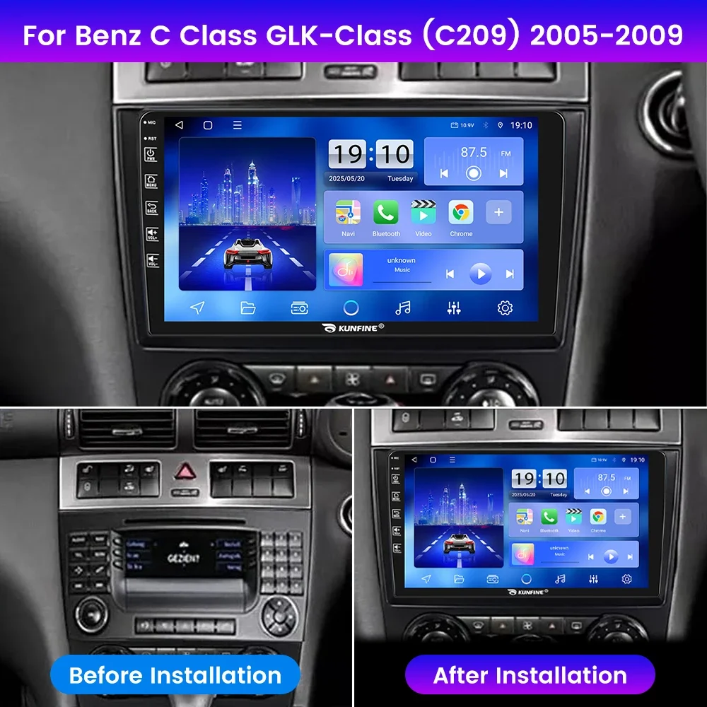 2Din Android Car Radio For Benz C Class/Glk-Class Multimedia Video Player GPS Navigation Stereo Audio Head Unit Carplay 4G Wifi