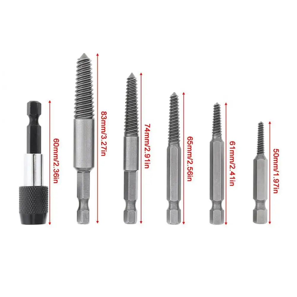 6pcs Electric Bolt Remover Screw Extractor With 60mm Hex Shank Spanner Extraction Tool Set For Broken Damaged Bolt Stud