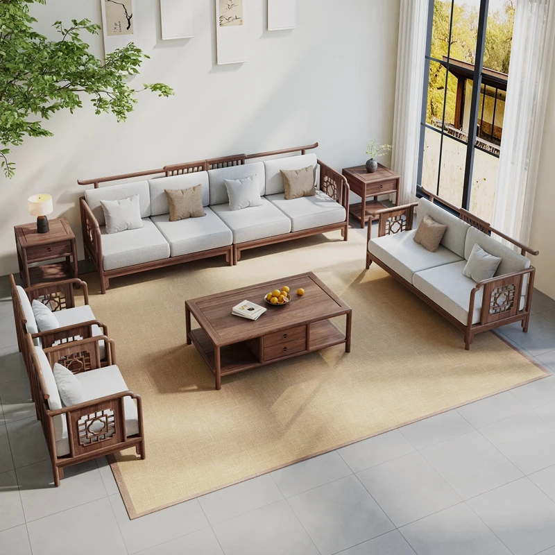 Song-style aesthetic sofa, North American black walnut 2025 new official hat office zen villa furniture