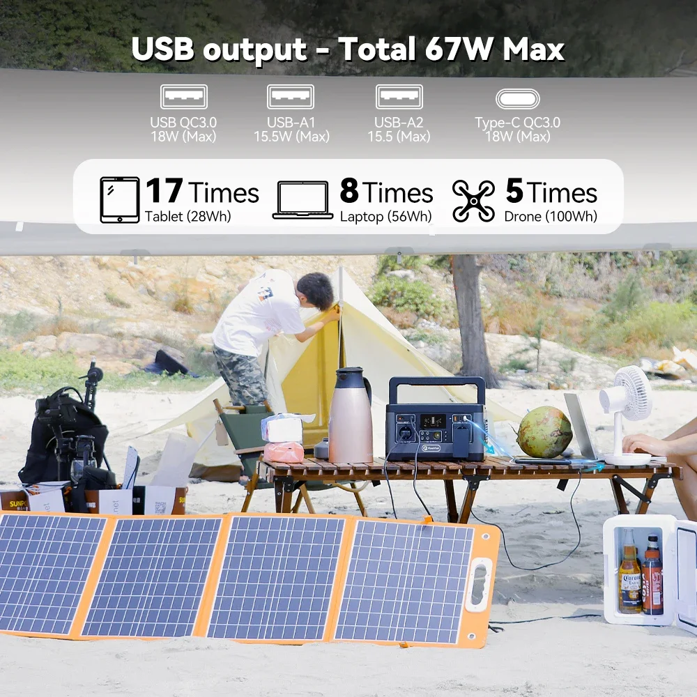 FF Flashfish 500W Solar Generator Battery 500W Portable Power Station 230V Power Bank AC DC Supply for Camping Outdoor Party P63