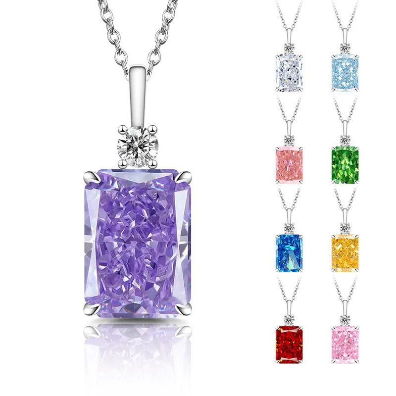 

Fashion high-carat diamond ice flower-cut zircon perfume bottle shape 925 sterling silver pendant necklace elegant jewelry