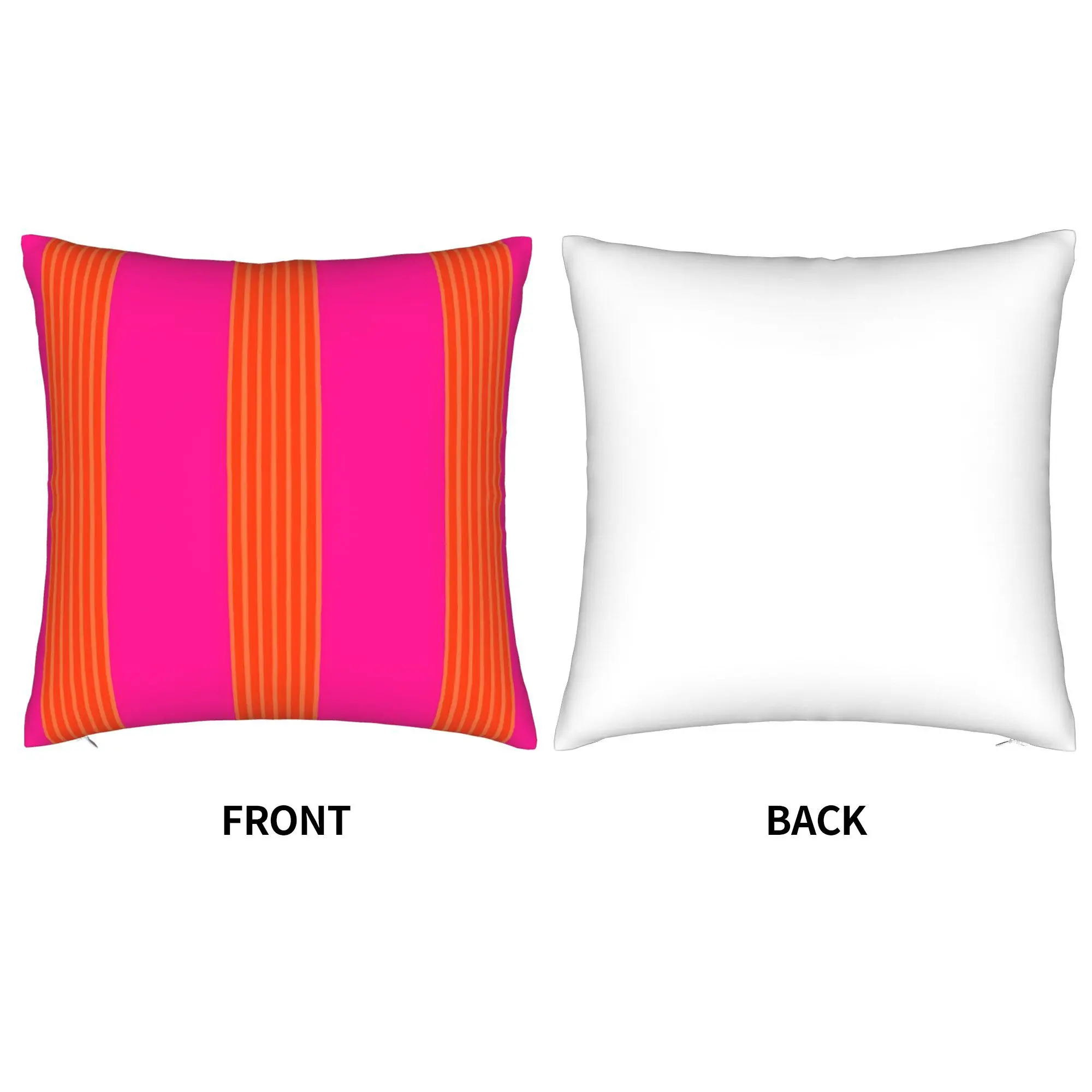 Customize Stripy Bands Pattern Hot Pink and Orange Cozy Home Decor Single Sided Printed Pillowcase Brings Artful Charm to Sofa a