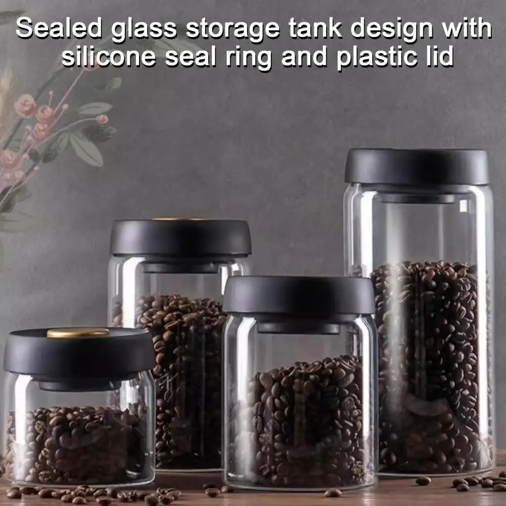 500/900/1200/1800ml Sealed Glass Storage Jar Airtight Jar Moisture-proof Coffee Beans Vacuum Sealed Tank Kitchen Storage Jar