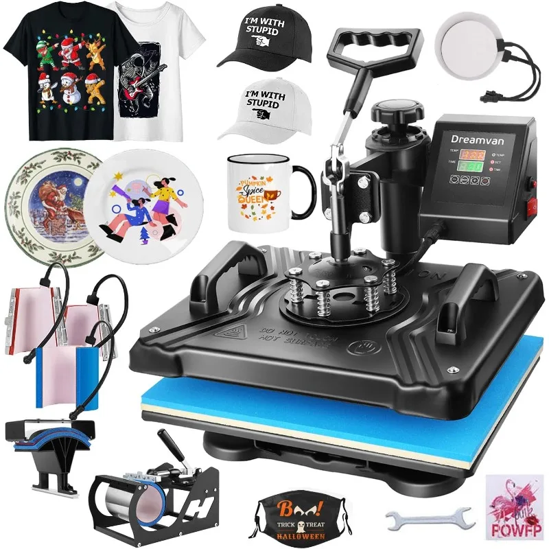 

Heat Press,8 in 1 Multifunctional Tshirt Printing Machine 15"x12" Digital Industrial Heat Transfer Machine,Swing Away Su