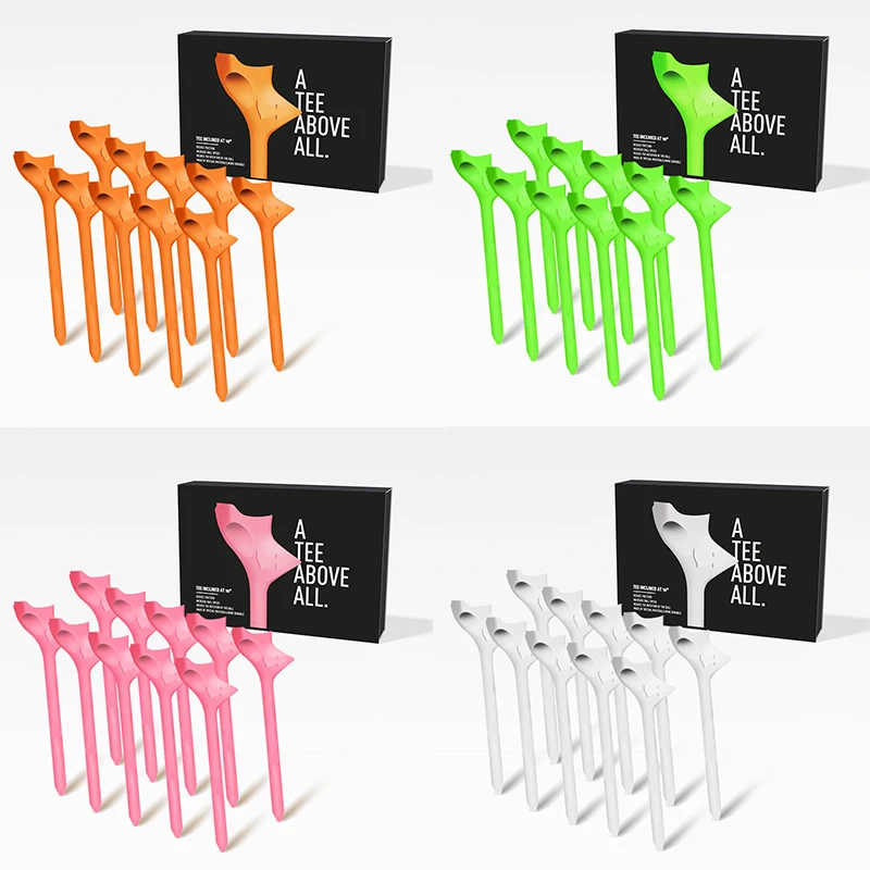 10° Diagonal Insert Golf Ball Tee 5-Color Boxed Rhombic Golf Ball Holder Reduces Rotation Increases Distance Speed Golf Tees