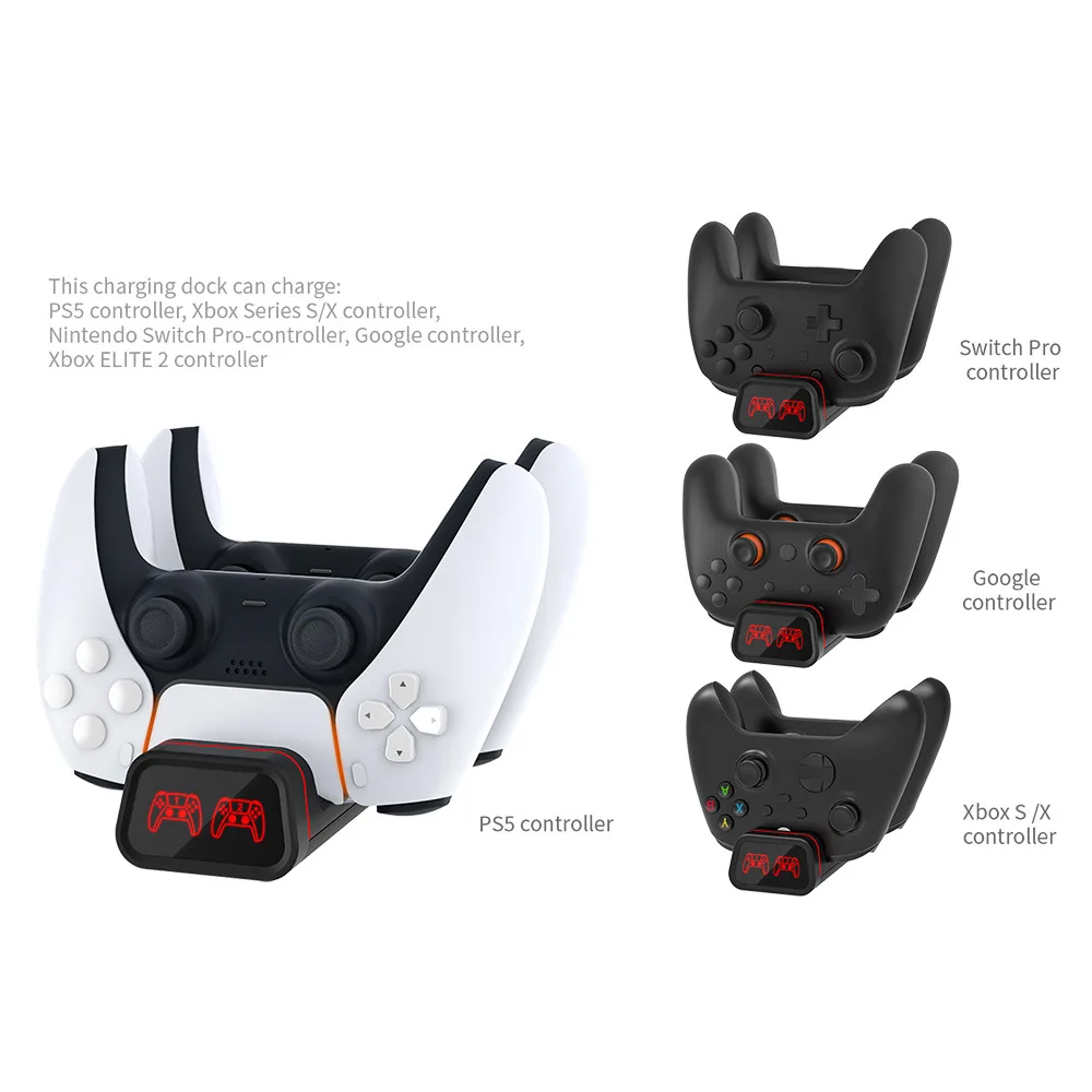 شاحن تحكم مزدوج لسلسلة إكس بوكس S ، X ، PS5 ، نينتندو سويتش برو ، وحدة تحكم جوجل ، قاعدة شحن