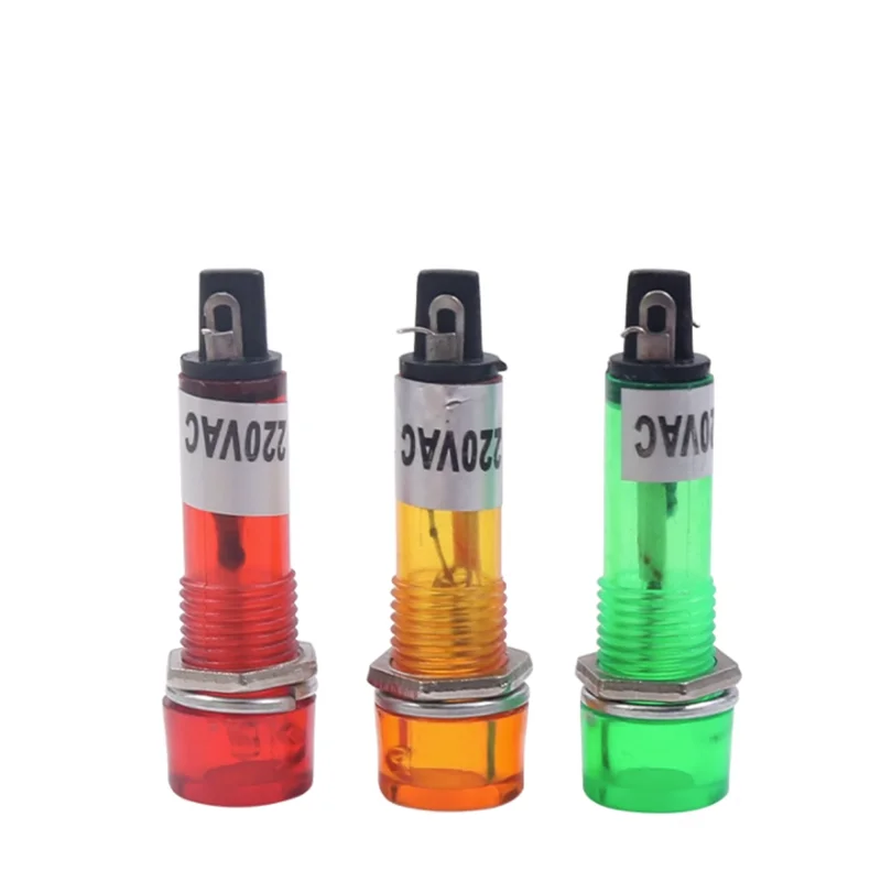 10pcs 12VDC 24VDC 220VAC 10mm Green RED yellow  LED Power Indicator Signal Light XD10-3