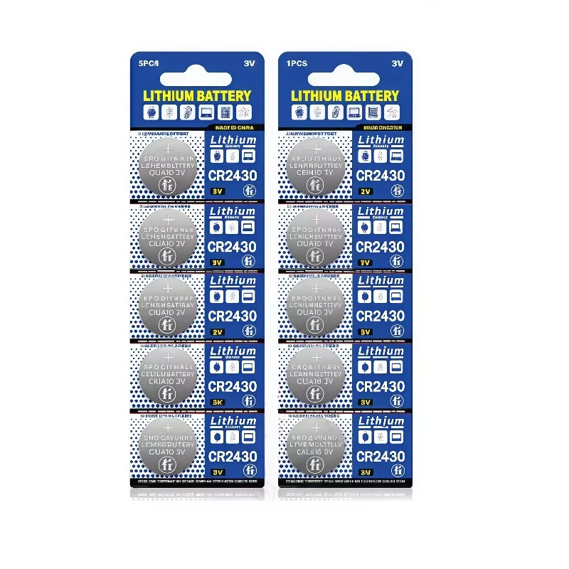 top5-100PCS CR2430 3V Lithium Battery  DL2430 BR2430 280mAh 3V Button Coin Batteries for BMW Key Fob Watch Alarm Clock Remote