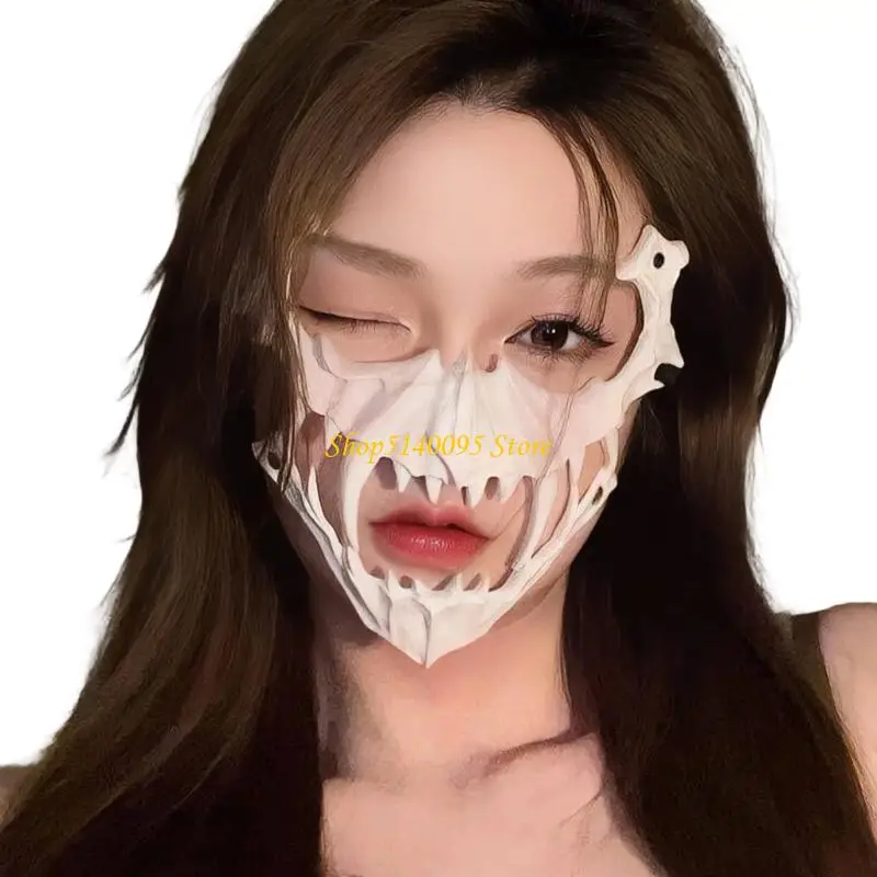 DXAE Demi-visage Crâne Masque Halloween Cosplay Costume Effrayant Nue Crâne Masque Adulte Enfants