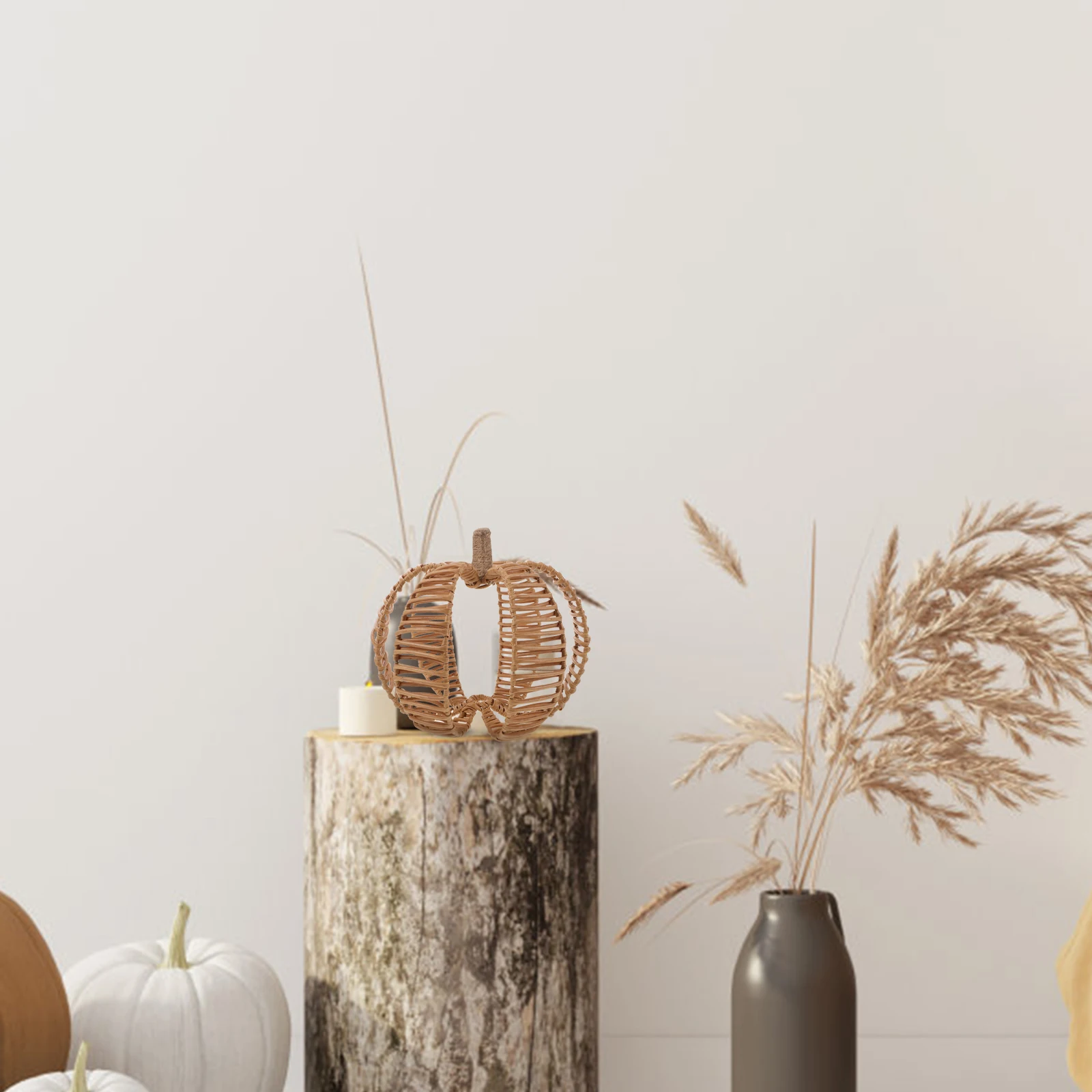 

Imitation Rattan Pumpkin Decoration Man Iron Ornament Artificial Small Pumpkins