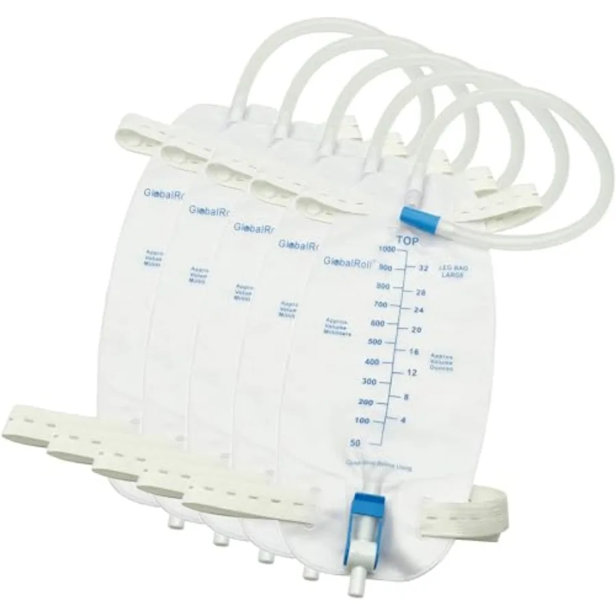 

Leg Urinary Drainage Bag, Urine Leg Bag with 1000 mL Volume, 2 Adjustable Elastic Bands, Professional Urinary Bag for Home and