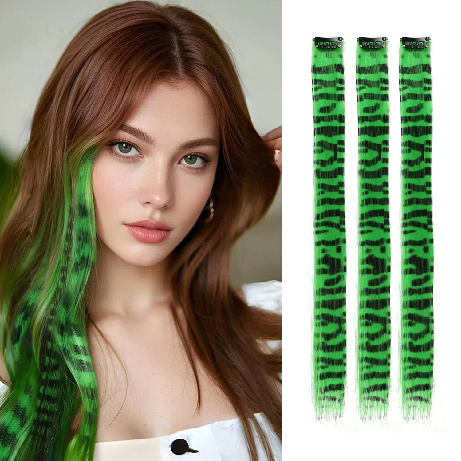 

3pcs/set Synthetic Clip in Feather Hair Extensions 18 inch Colorful Clip in Hair Halloween Party Use for Women Girls