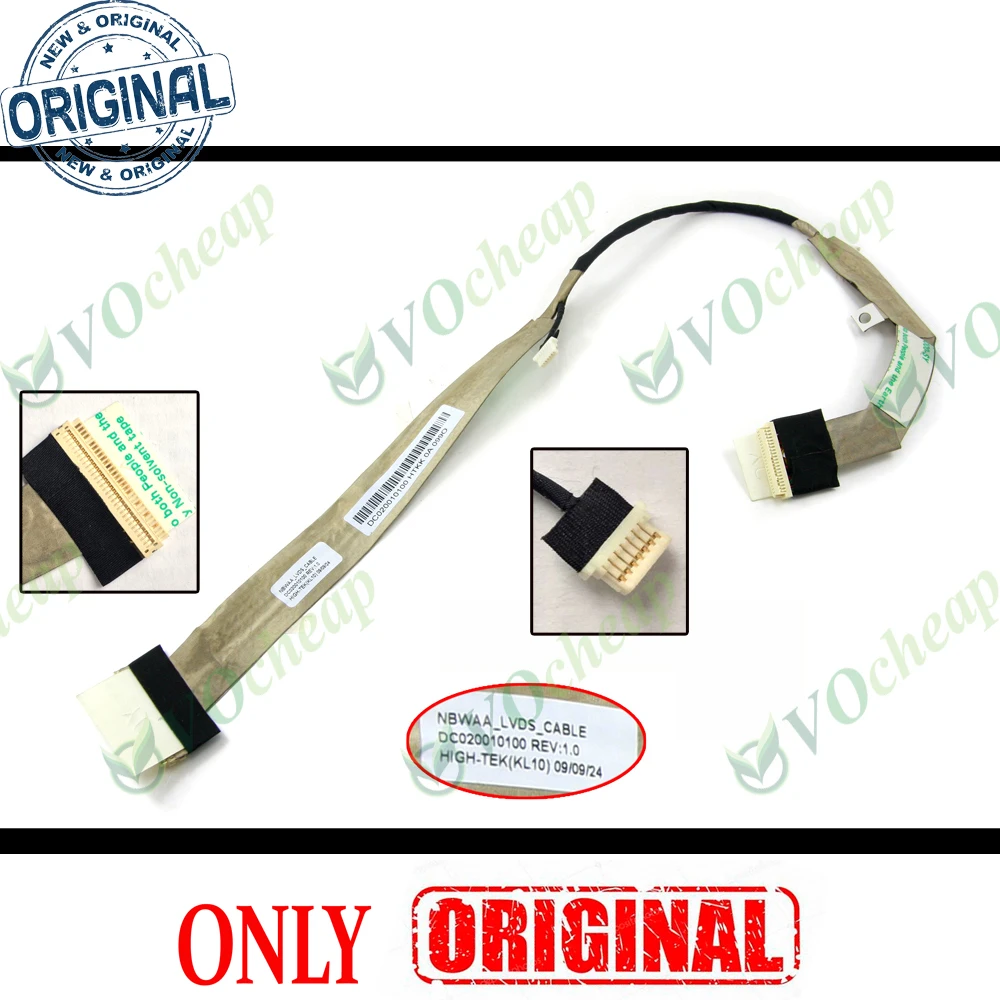 Cable LCD genuino para Toshiba Satellite L455D, S5976, L455, A350, A355, un canal, 15,6 ", Cable flexible de vídeo LCD-DC020010100