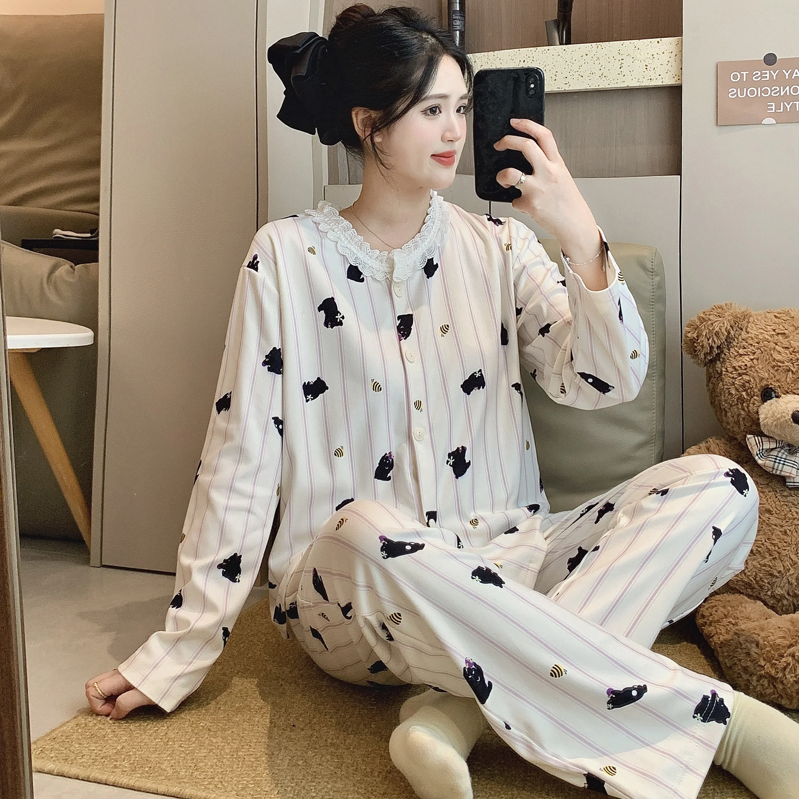 

Pajama Sets Birthday Women Modal Character Daily Unique Lady Soft Comfortable Breathable Cool Moisture Wicking Home Spring Sleep