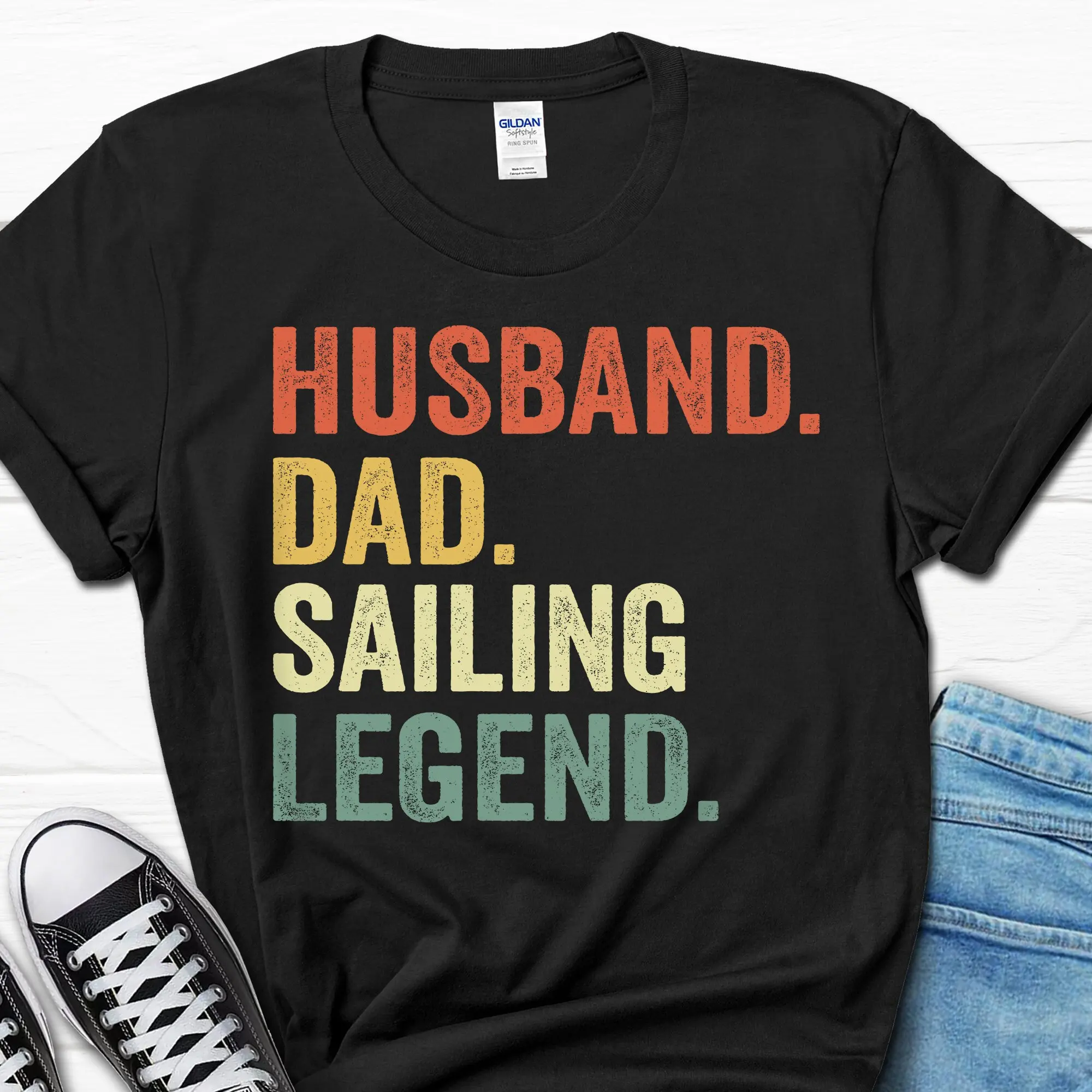 Husband Dad Sailing Legend T Shirt Father's Day for Sailor Funny Men's Him