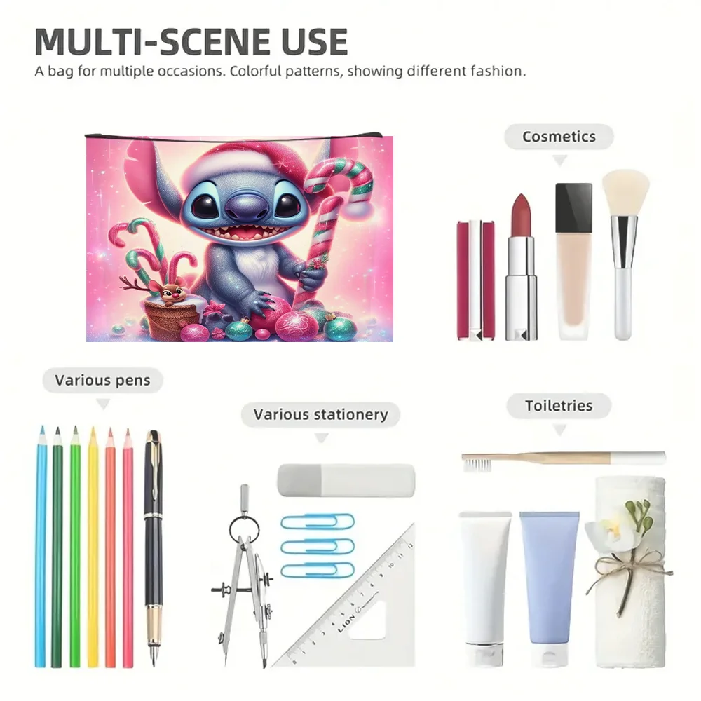 1 Disney Valentine's Day Stitch Cosmetic Bag, Jewelry Storage Bag, Perfect Travel Zipper Storage Bag - Fun Birthday Gift