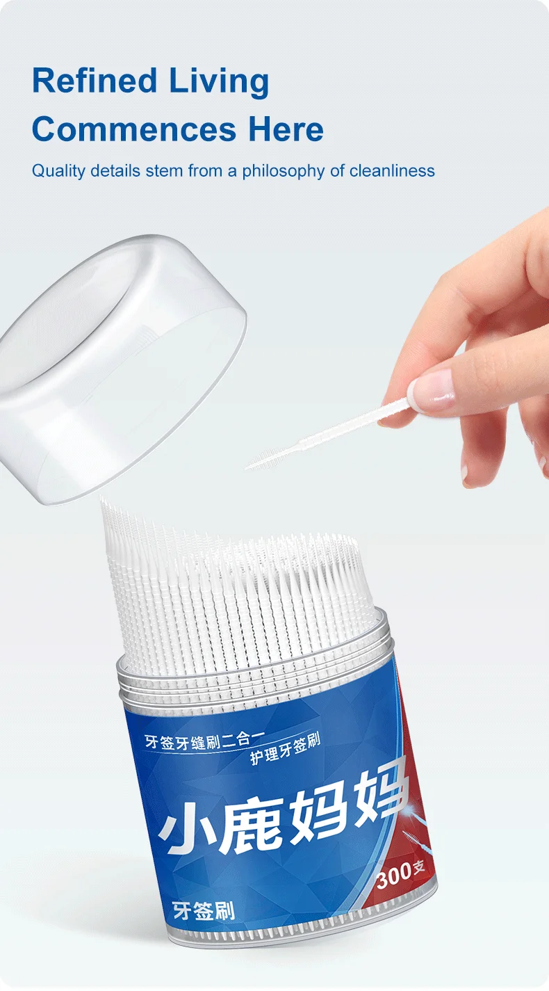 Super Dee 300 Stück/Set Doppelköpfige Zahnseide-Sticks Interdentalbürste Mundpflege Zahnhygiene Pflegestäbchen Einweg – Detail 4