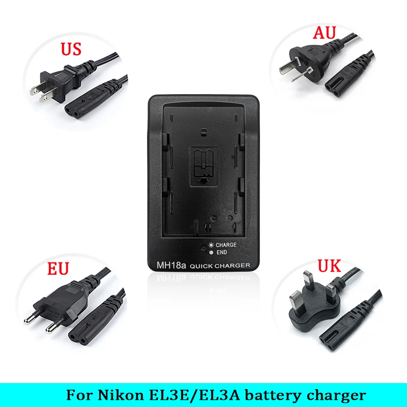 MH-18 Battery Charger for Nikon EN-EL3 D50 D70 D100 D80 D200 D90 D300 EN-EL3E 3A  EL-3A EL-3E D100SLR D700 D70S MH-18A