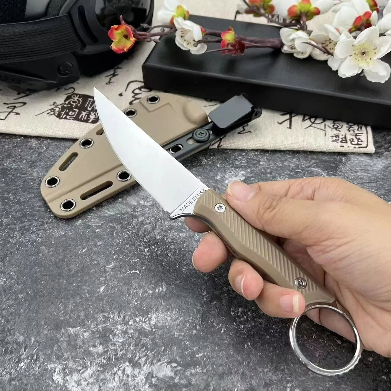 

Портативный нож для выживания на открытом воздухе, охотничий тактический боевой нож из нержавеющей стали с фиксированным лезвием, универсальный нож EDC, ручка из нейлонового волокна