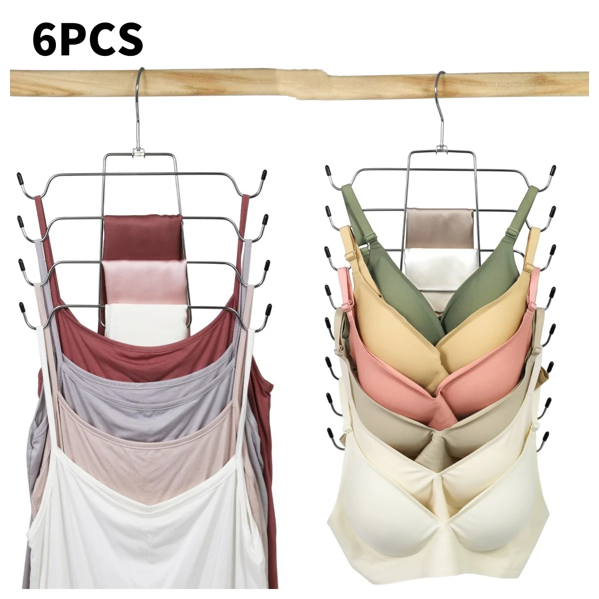 8 layer Tank Tops Hanger Bra Hangers Space Saving Hanger Metal Folding Closet Organizer for Tank Tops Bras Bathing Suits Belts