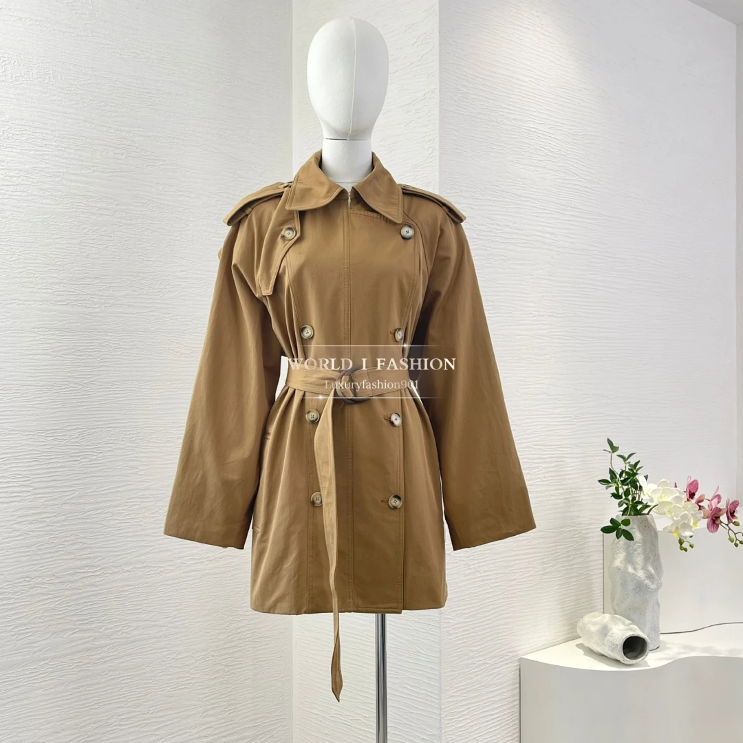 

Classic Khaki 2025 Autumn Cotton High Quality Pocket Women All-matching Coat Jacket