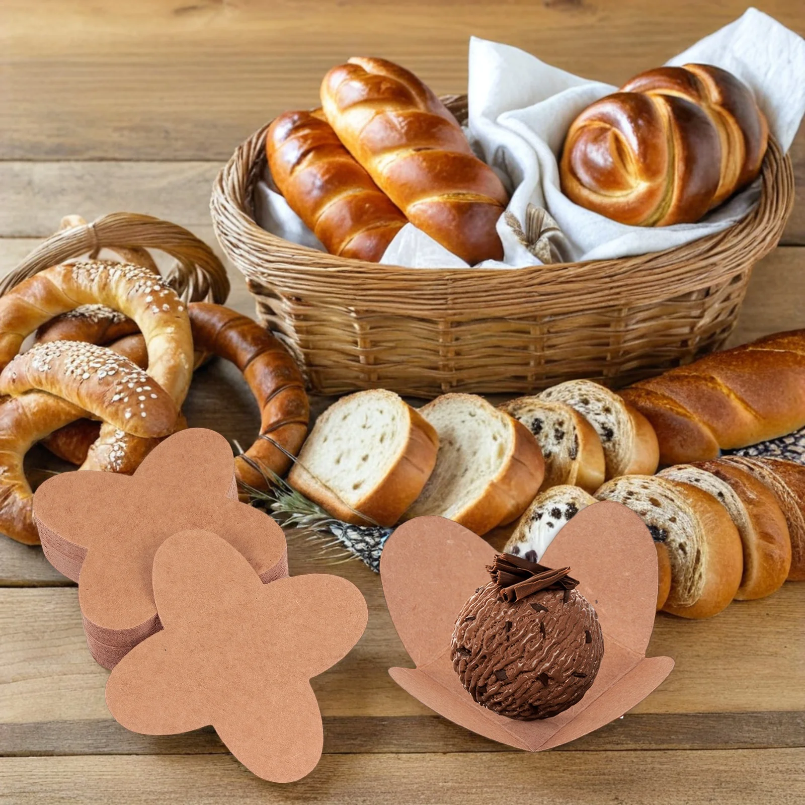 

200pcs Candy Wrapper Trays Chocolate Truffles Kraft Cardboard Bases Dessert Decor Paper Partition Packaging