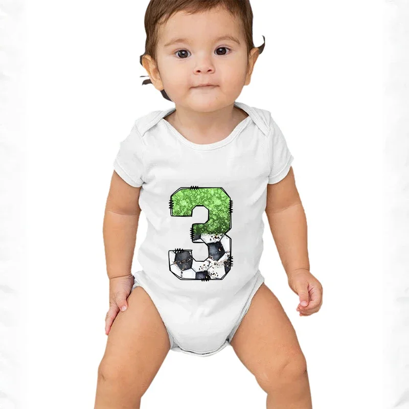 Summer Baby Bodysuits Fashion Soccer Number Newborn Jumpsuit Boys Girls Cartoon Style  0-9 Football Romper Cotton Infant Outfits