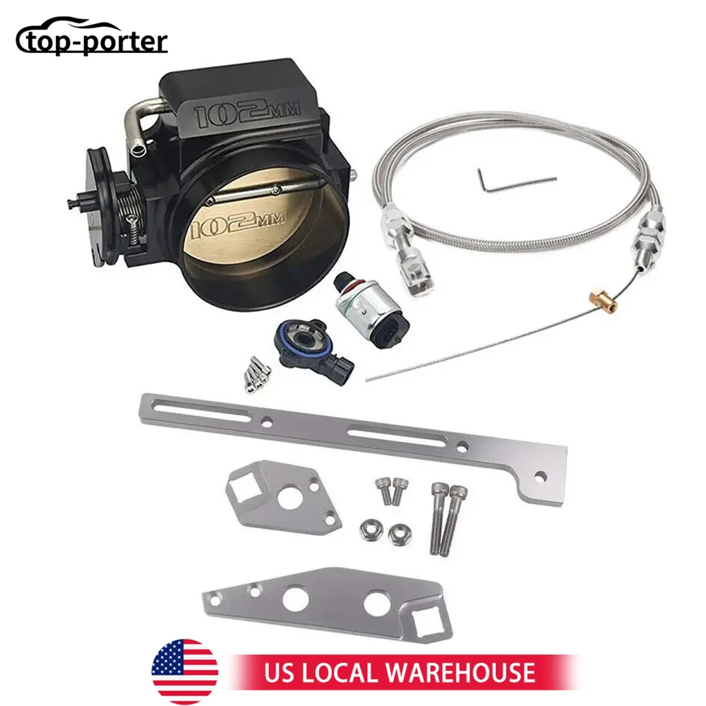 

102MM Throttle Valve 4 Bolt Throttle Body + TPS IAC+Throttle Cable For GM Gen III LS1 LS2 LS6