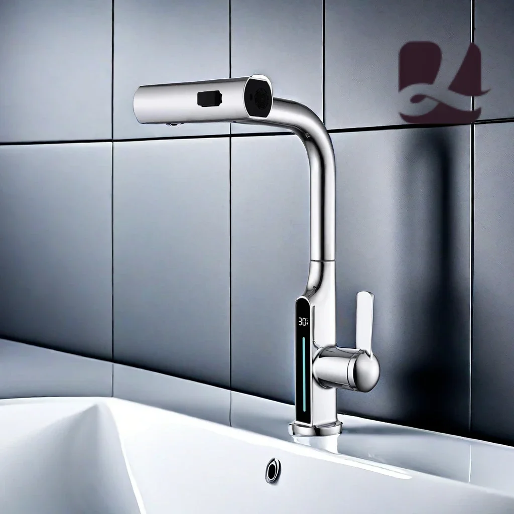 

Bathroom faucets，No Need To Plug in Power LED Temperature Display Faucet Kitchen Faucet Modern Style Sink Faucet for Kitchen