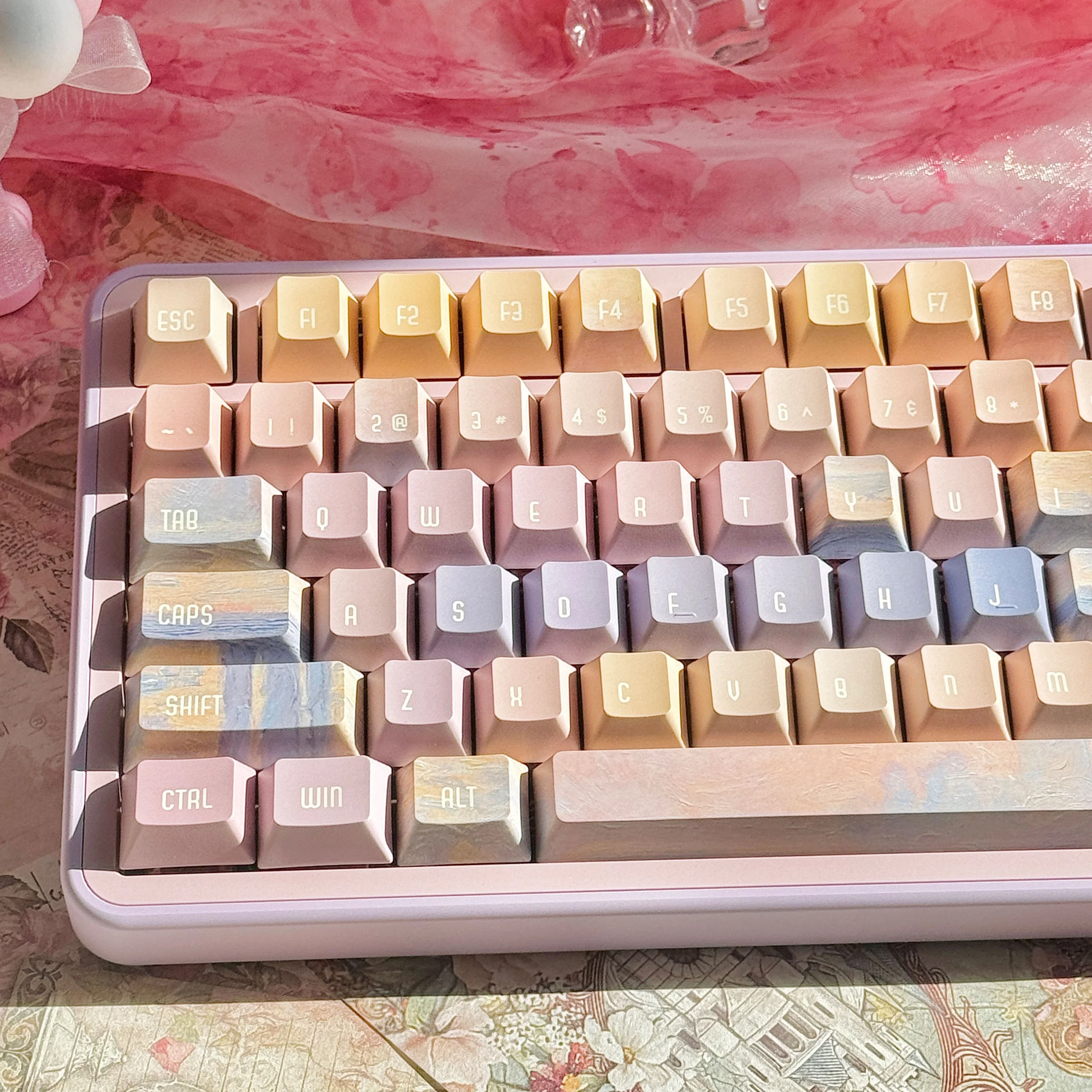 136 Keys Five Side Dye Sublimation PBT Keycaps Cherry Profile Custom Charing Cross Bridge Keyboard Keycap for MX Switch Keyboard