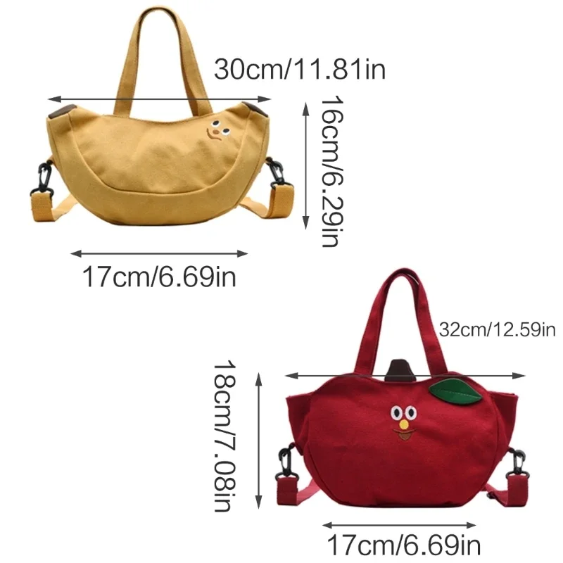 Korean Crossbody Bag for Women Banana Shoulder Bag Hand-held Canvas Handbags and Purses Female Bag