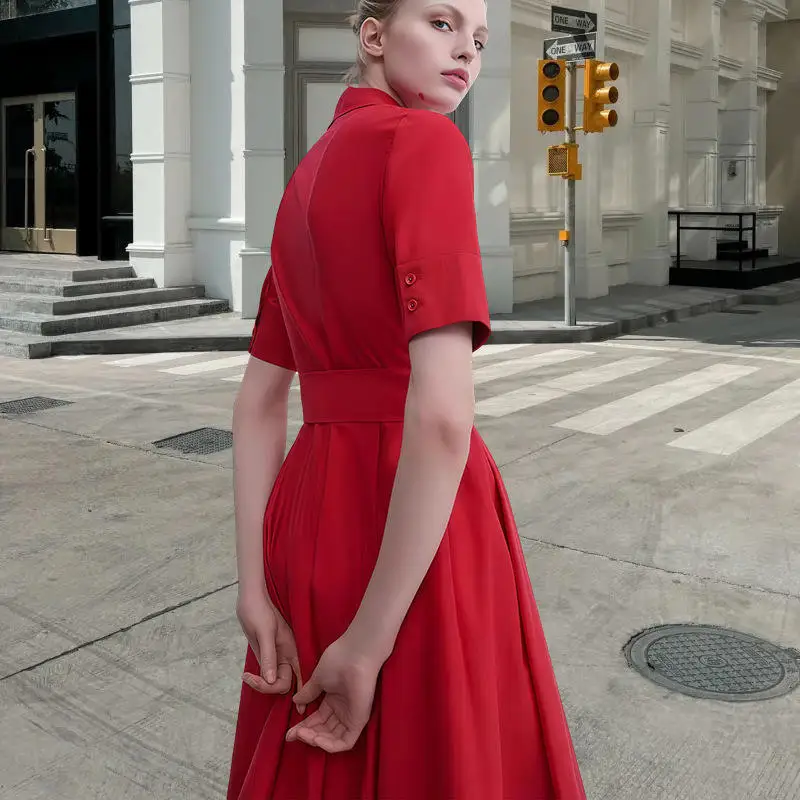 لون نقي irt حزام الخصر الوقوف طوق مرونة الخصر ألف خط الدكتور العادية Sve تنورة Sle المرأة الدكتور البوليستر النسيج