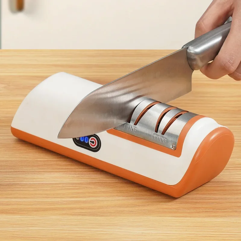 Afiador de faca elétrico de cozinha doméstica, afilador de faca pequeno multifuncional de carregamento totalmente automático, acessórios de cozinha