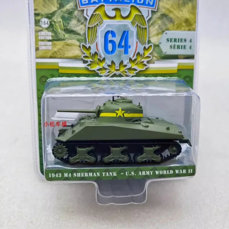 Greenlight diecast escala 1:64 1943 m4 sherman tanque liga simulação modelo de carro decoração estática brinquedos de presente colecionáveis