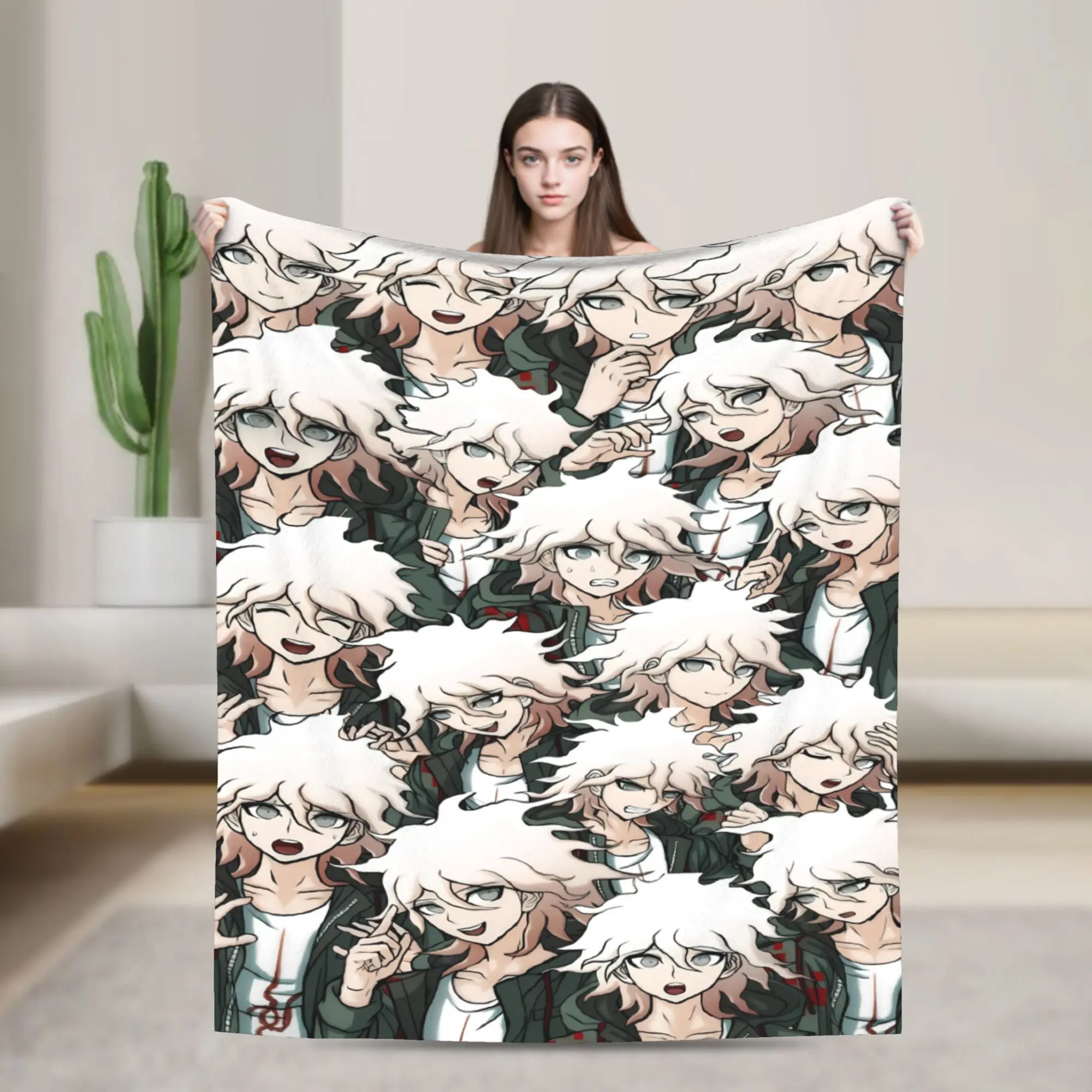 Nagito Komaeda The Ultimate Super Warm Blankets Airplane Travel Plush Bedding Throws Home Decor Flannel Bedspread Sofa Bed Cover
