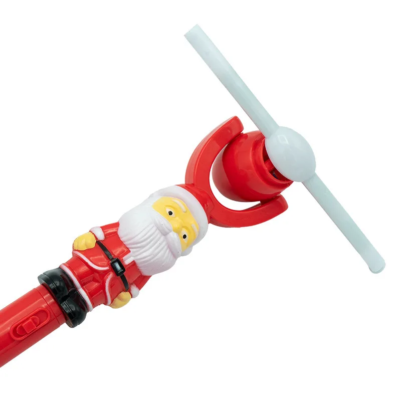 Cartone animato carino babbo natale con luci musica mulino a vento rotante regalo di natale creativo Flash Stick bambini giocattoli a emissione di luce regali