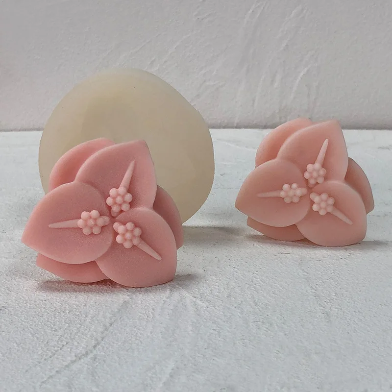 

Clover Flower Aroma Plaster Candle Silicone Mold Diy Aromatherapy Ornaments Flowers Flip Candy Chocolate Cake Moulds
