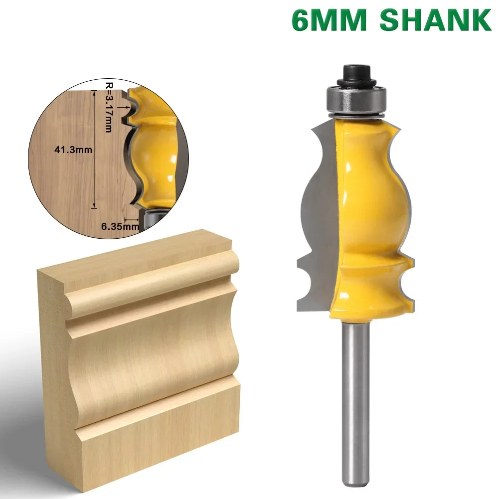 1PC  6mm Shank Architectural Cemented Carbide Molding Router Bit Trimming Wood Milling Cutter for Woodwork Cutter Power Tools