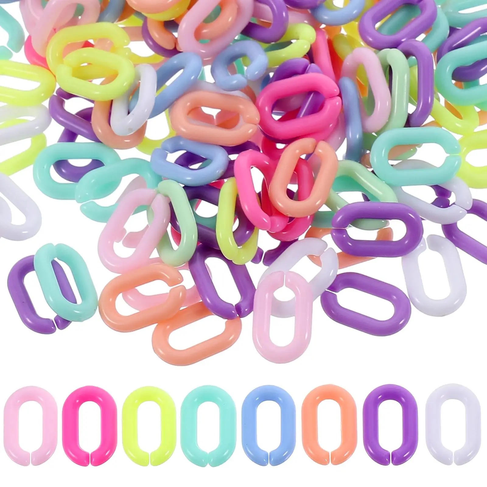 

800pcs Acrylic Chain Buckles 6x11mm Colorful Linking Rings for Phone Bag Keychain Jewelry Crafts Bracelet Connectors Reusable