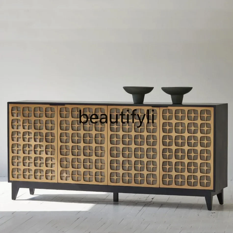2003 Nordic medieval solid wood entrance locker bedroom TV cabinet art side cabinet can be customized