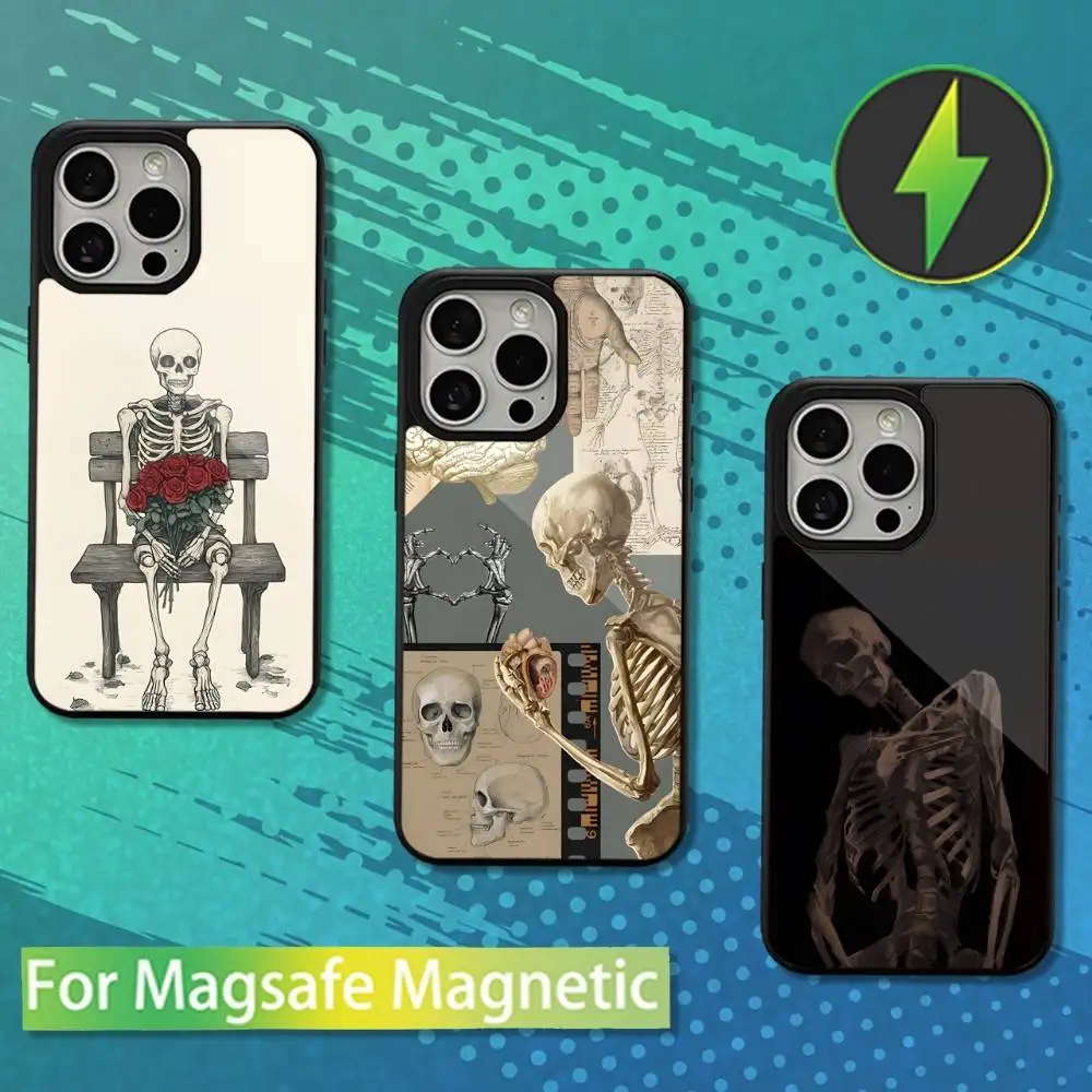 

Painting Skeleton Art Phone Case For iPhone 16,17,15,14,13,12,11,Pro,Max,Plus,Mini,Magsafe,Magnetic Wireless Charging Case