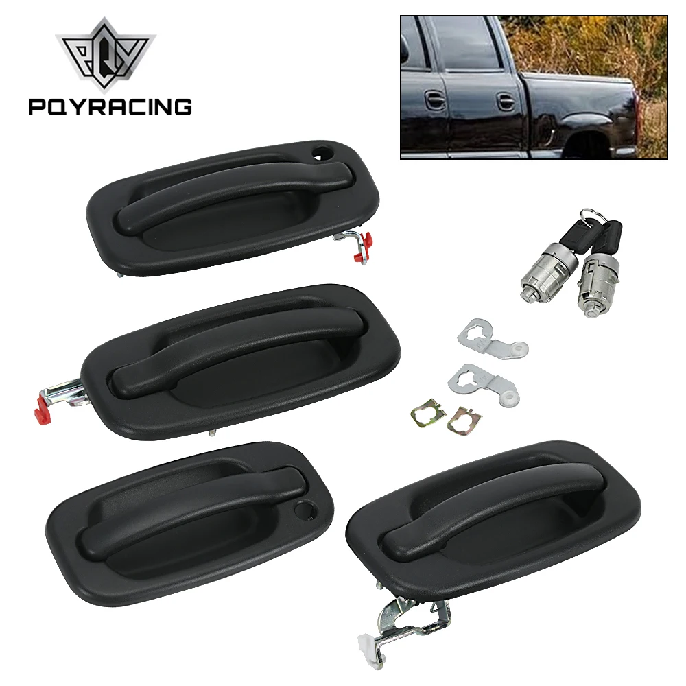 

2 Front Exterior Door Handle w/ 2 Door Locks + 2 Rear Exterior Door Handle 15034985 15721572 For Chevy Silverado 3500 99-06