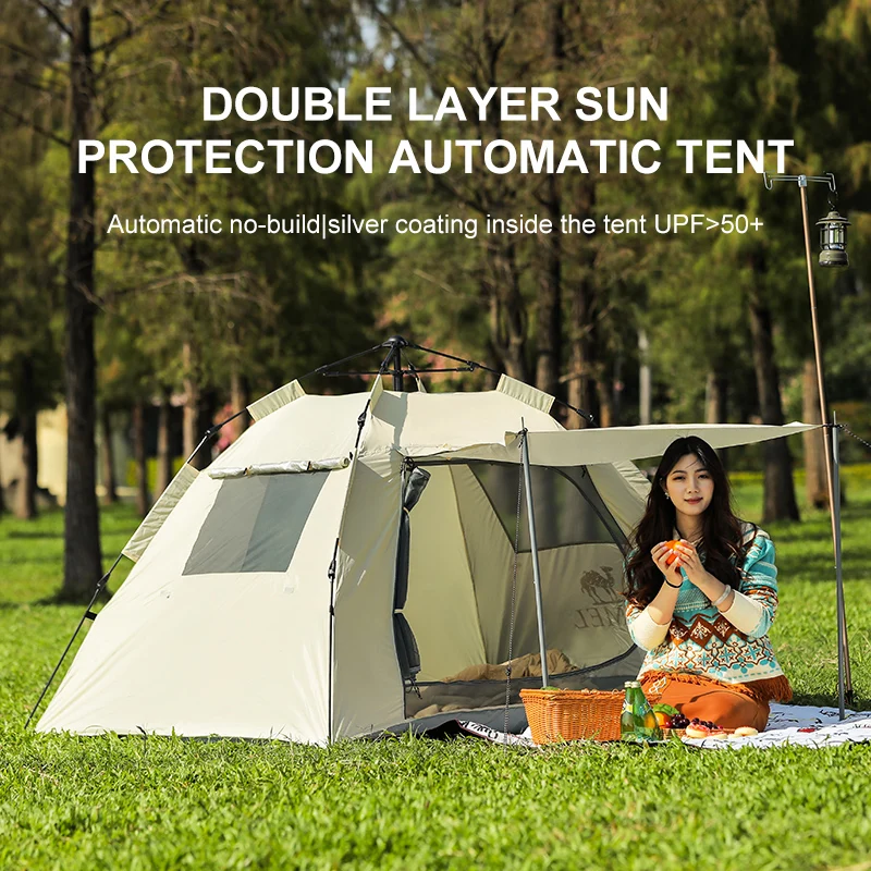 GOLDEN CAMEL 2-3 Persons Camping Tents Outdoor Portable Folding Automatic Tent Travel Rainproof Camping Equipment Beach Canopy