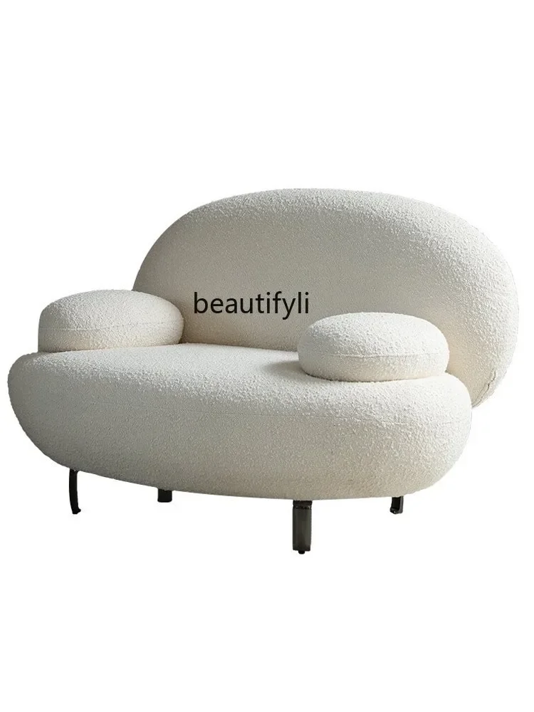 Nordic Single-Seat Sofa Chair Light Luxury Modern Lambswool Cream Style Simple Leisure Chair