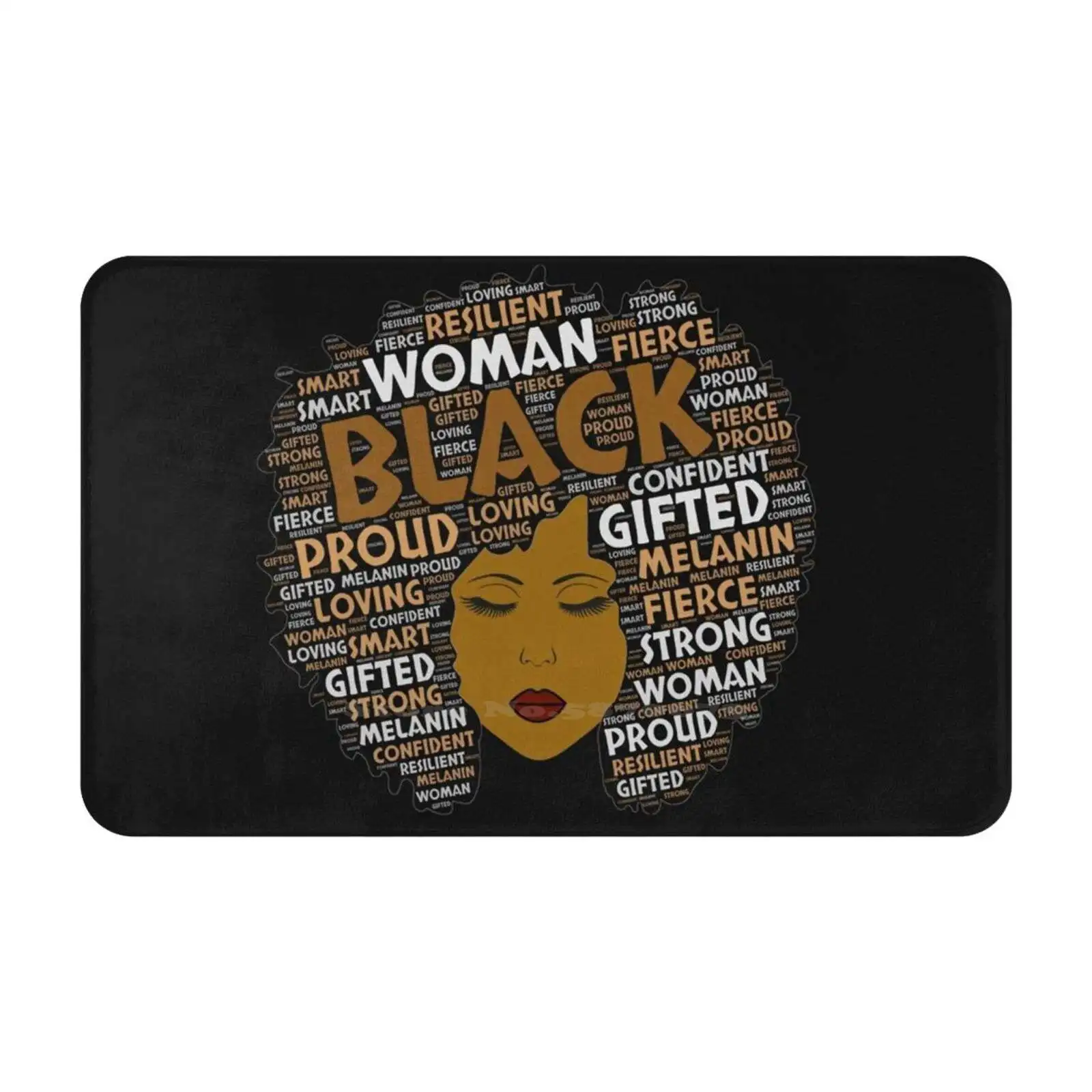 Black Girl / Woman Words In Afro Art Soft Cushion Car Home Carpet Door Mat Words In Afro Afro Art Black Woman Melanin Black