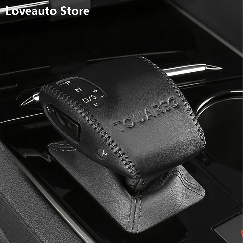 

Car Genuine Leather Knob Cover for VW Touareg 2019 2020 2021 Gear Head Shift Knob Cover Gear Shift Collars Case