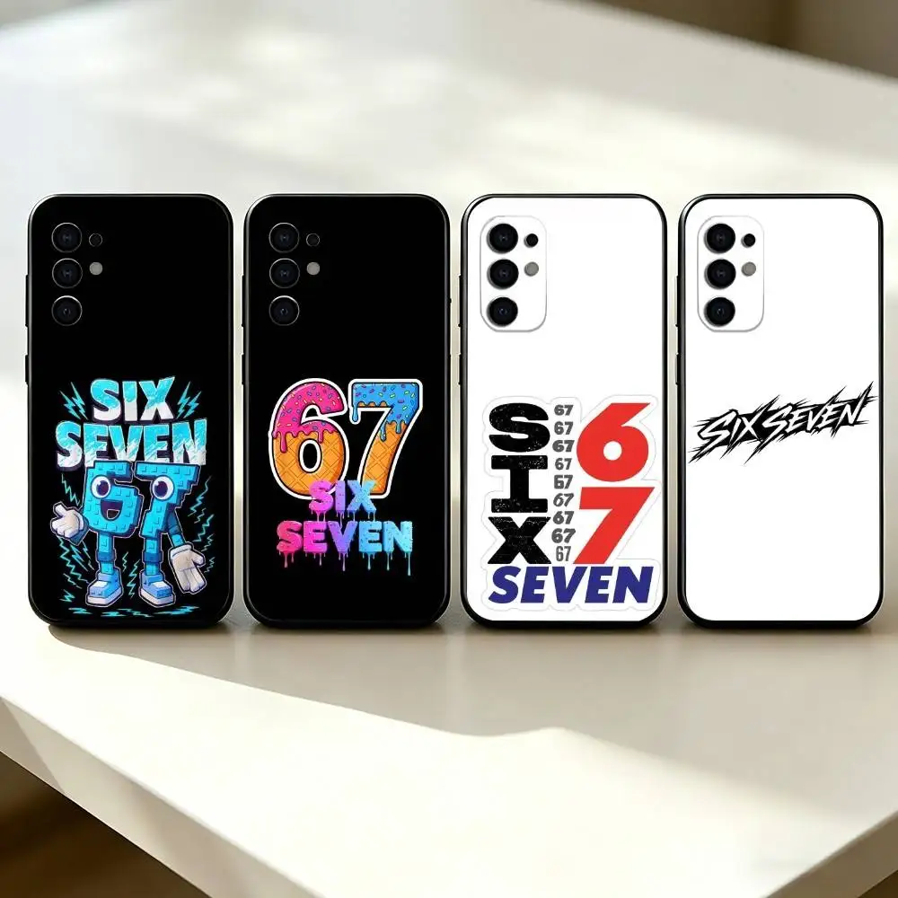 6 7 S-SIX S-SEVEN Phone Case Black Silicone Soft For Samsung S25,S24,S21,S22,S23,S30,Ultra,S20,Plus,Fe,Lite