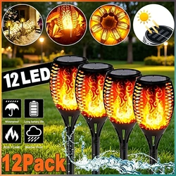 12/33/96LED Solar Flame Torch Light Flickering Light Waterproof Garden Decoration Outdoor Lawn Path Yard Patio 1-12PC Floor Lamp