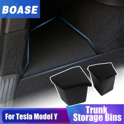 For Tesla Model Y 5 7 Seats Trunk Side Storage Bins Cargo Compartment Liners TPE Box Boot Organizer Bucket With Carpet Lids